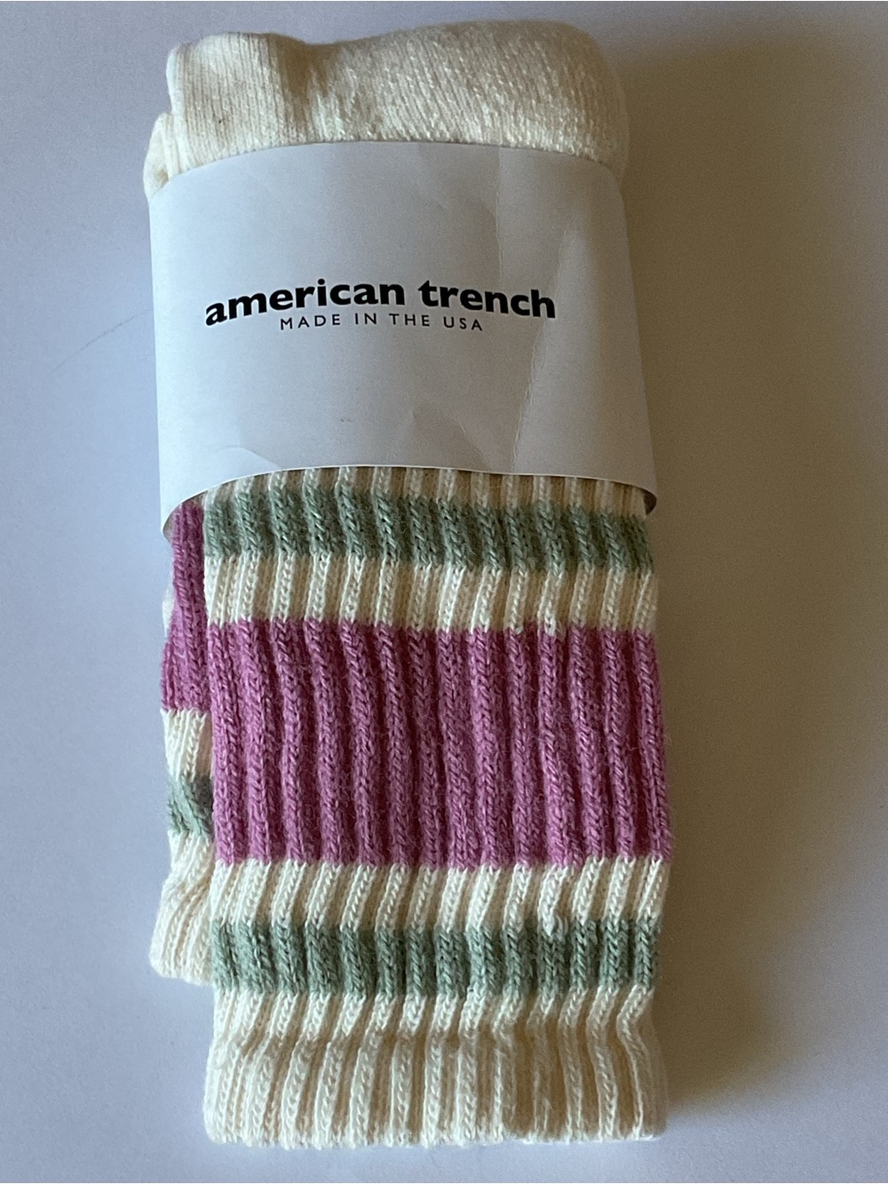 AMERICAN TRENCH WOMENS RETRO STRIPE COTTON SOCKS WATERMELON PINK GREEN OS NWT